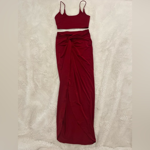 Red Crop Top And Skirt Set | Color: Red | Size: XS - Picture 2 of 6